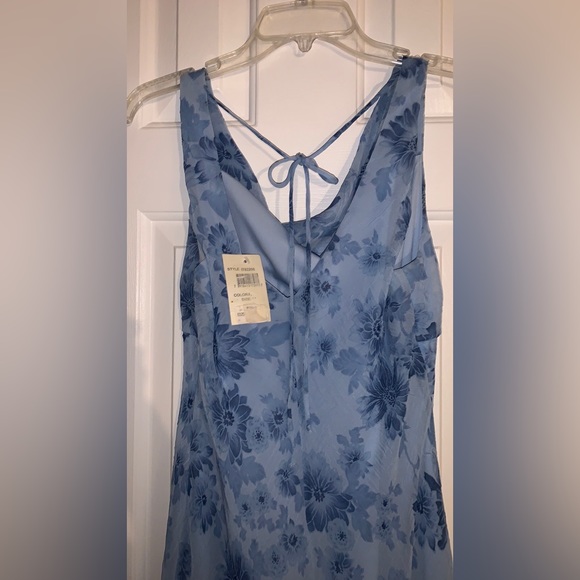 Vintage Blue sleeveless lined dress with flowers by B. Darlin size 11/12 - Picture 4 of 12